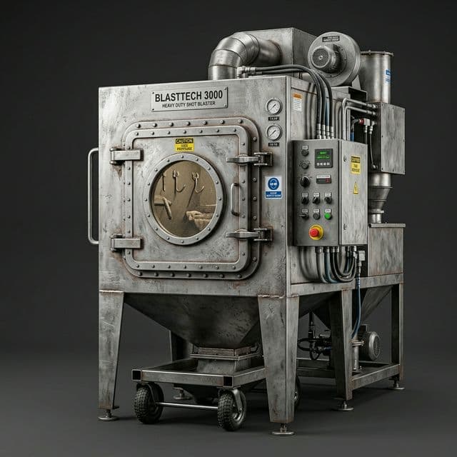 Swing table shot blasting machine with rotating turntable and manganese cabinet liner